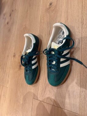 adidas Dark Teal & White Classic Low-Top Sneakers
